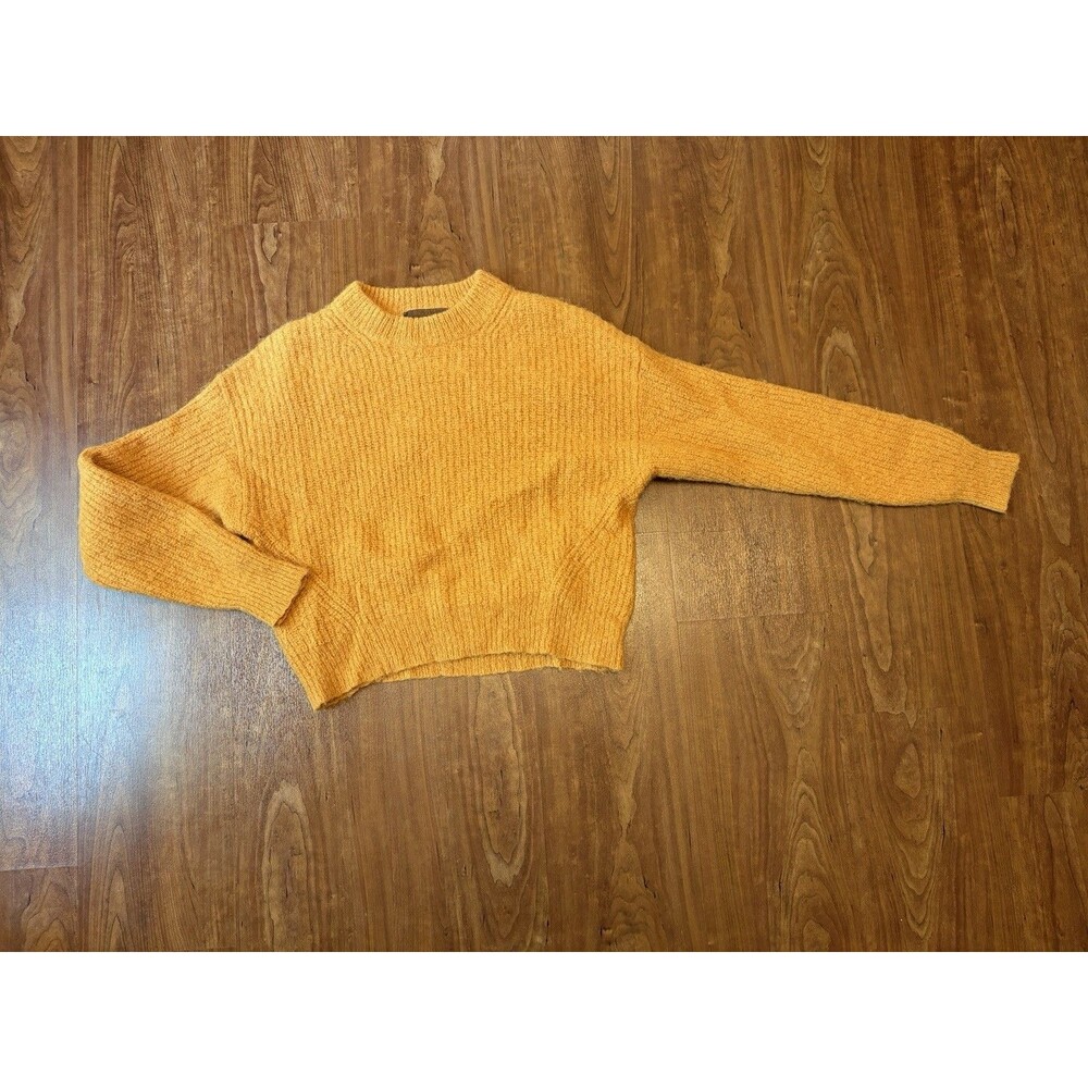 REFORMATION Alpaca Mock Neck Knit Cropped Sweater Long Sleeve Yellow Sz S